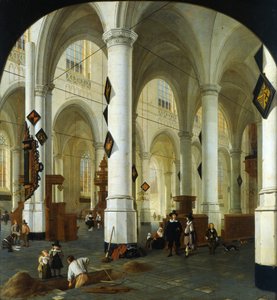 Interiér kostela Oude Kerk v Delftu